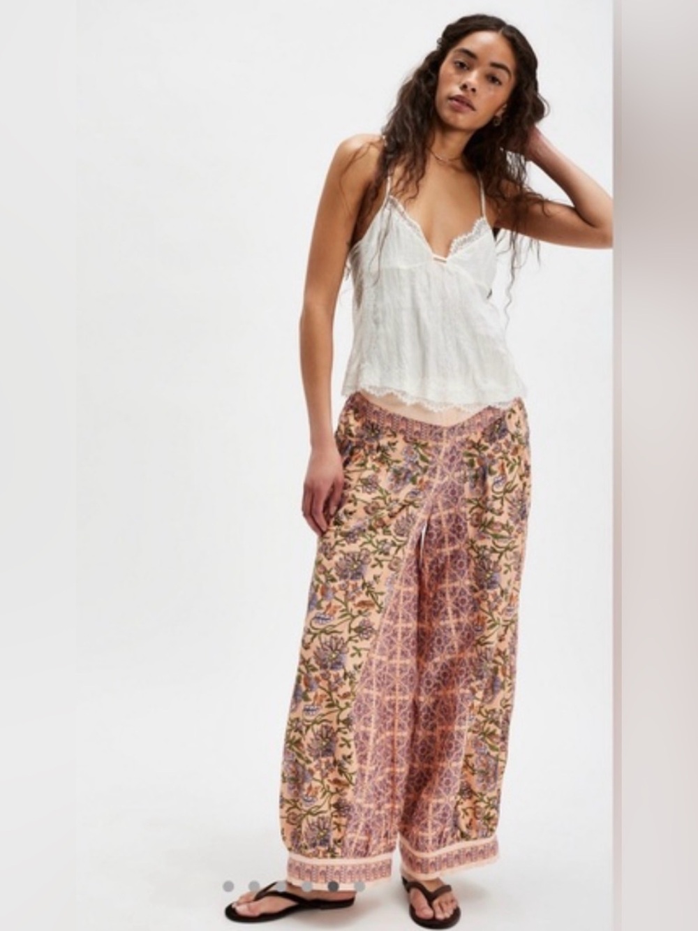 Free People Laurel Canyon Wide Leg Floral Boho Pants Large NWOT